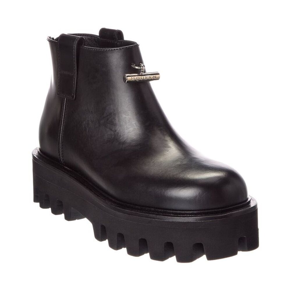 Alexander Mcqueen Leather Bootie, Black